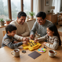 Familia jugando MagneticPulse en la mesa del comedor una tarde de lluvia
