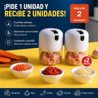 Pack de 2 picadoras eléctricas de 250 ml, incluye 2 unidades