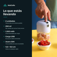 Especificaciones: 250 ml, 1.300 mAh, carga USB, acero 304